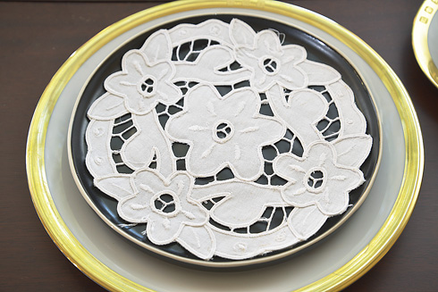 Empress All Embroidered Round Doily. 8" Round. ( 6 pieces) - Click Image to Close